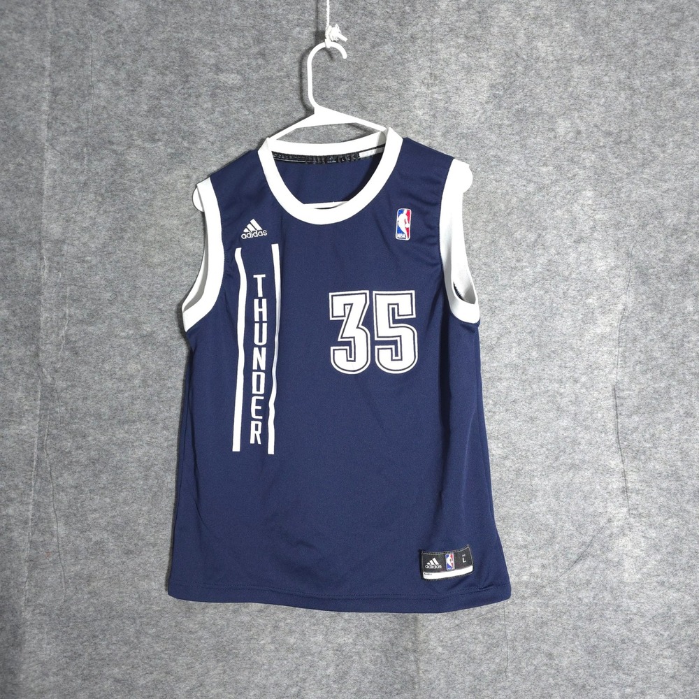 Adidas Kevin Durant OKC Thunder Jersey Kids Large 14-16 Blue NBA 35 Sleeveless